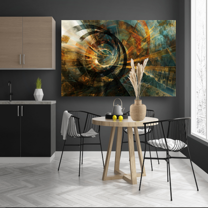 Abstracte geldstroom canvas met baklijst