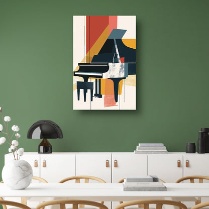 Abstract piano in primaire kleuren canvas met baklijst