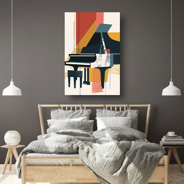 Abstract piano in primaire kleuren canvas