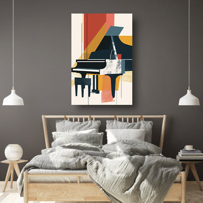 Abstract piano in primaire kleuren canvas met baklijst