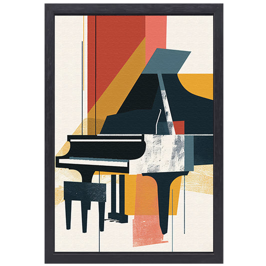 Abstract piano in primaire kleuren canvas met baklijst