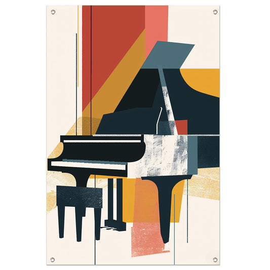 Abstract piano in primaire kleuren tuinposter