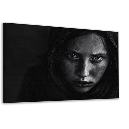 Realistisch zwart-wit portret met intense blik canvas