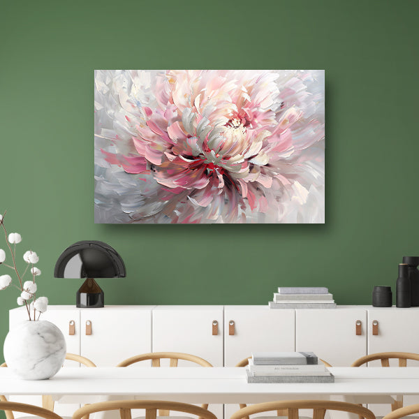 Abstract schilderij van een chrysant bloem canvas