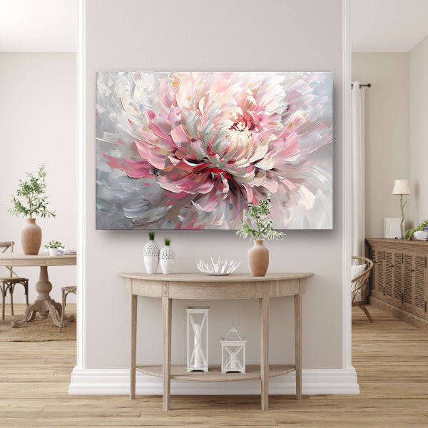 Abstract schilderij van een chrysant bloem canvas