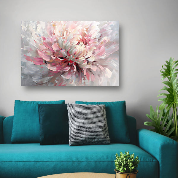 Abstract schilderij van een chrysant bloem canvas