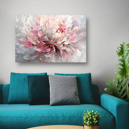 Abstract schilderij van een chrysant bloem poster