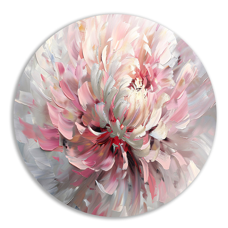 Abstract schilderij van een chrysant bloem forex muurcirkel
