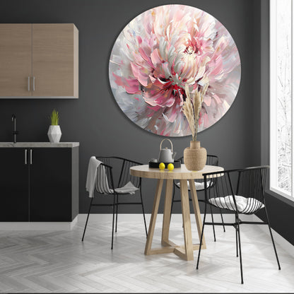 Abstract schilderij van een chrysant bloem aluminium muurcirkel