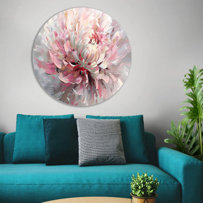 Abstract schilderij van een chrysant bloem forex muurcirkel