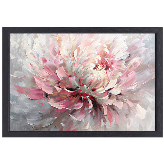 Abstract schilderij van een chrysant bloem canvas met baklijst