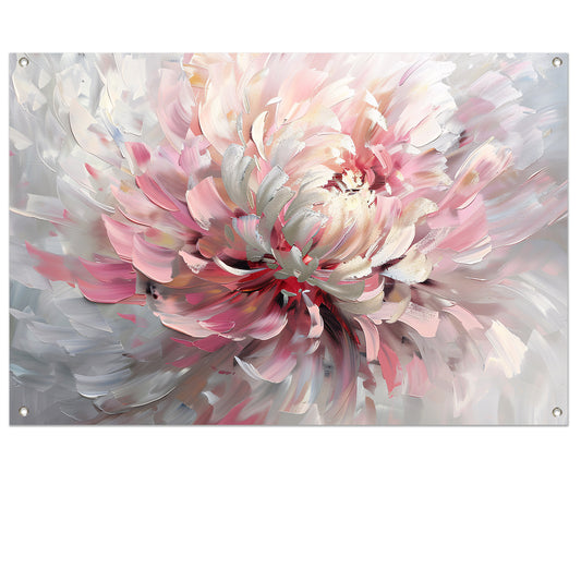 Abstract schilderij van een chrysant bloem tuinposter