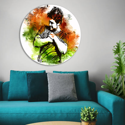 Abstracte kleurrijke lijntekening van een man forex muurcirkel