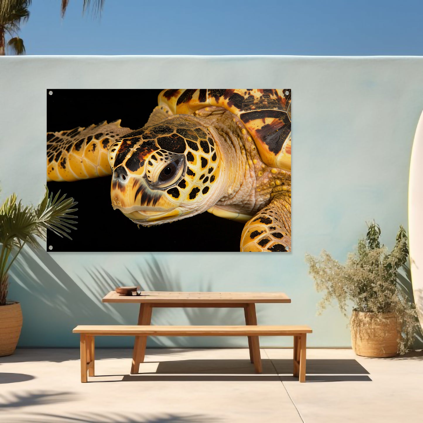 Zeeschildpad zwemt in oceaan tuinposter