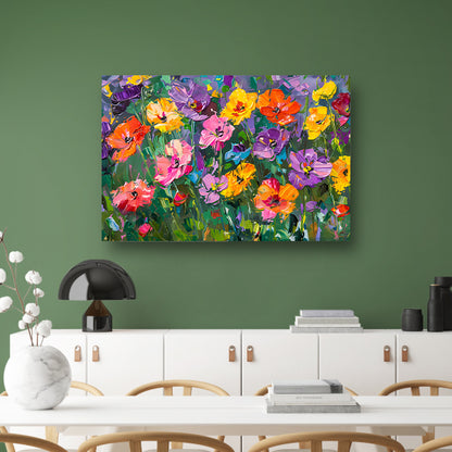 Kleurrijk bloemenveld in expressieve stijl poster