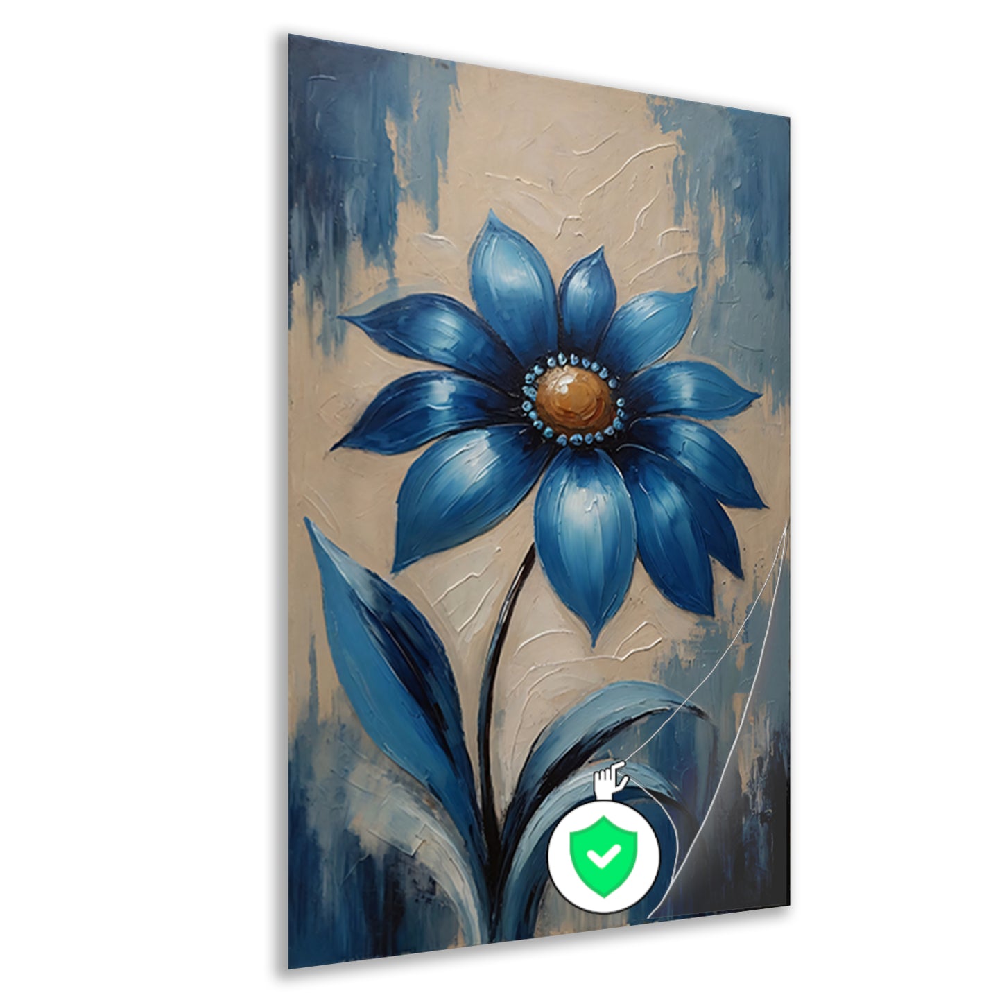Abstracte Indigo Bloem met Dynamische Bladeren poster