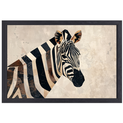 Zebra Kop Geometrische Vormen Monochroom Ontwerp canvas met baklijst
