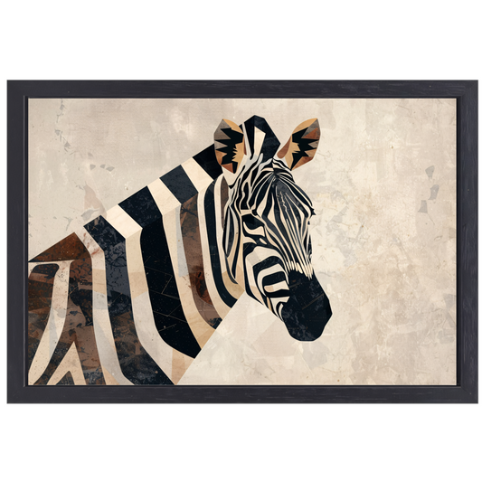Zebra Kop Geometrische Vormen Monochroom Ontwerp canvas met baklijst