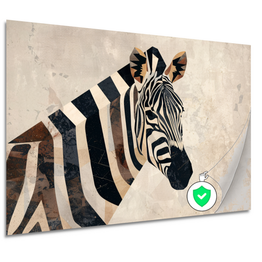 Zebra Kop Geometrische Vormen Monochroom Ontwerp poster
