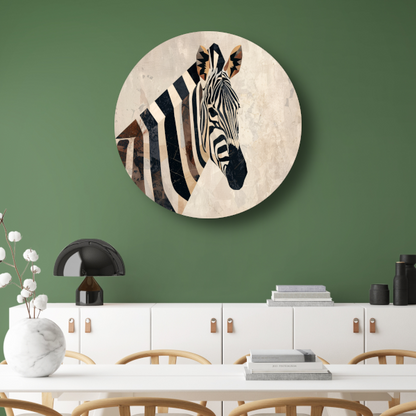 Zebra Kop Geometrische Vormen Monochroom Ontwerp aluminium muurcirkel