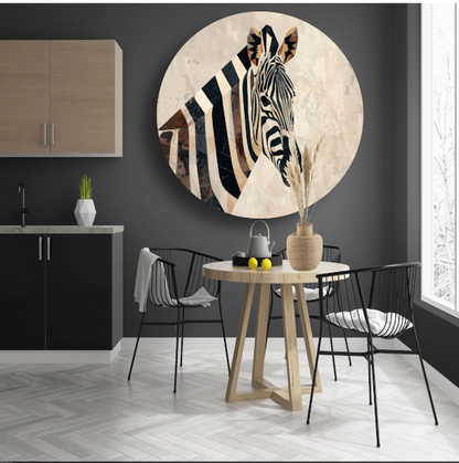 Zebra Kop Geometrische Vormen Monochroom Ontwerp aluminium muurcirkel