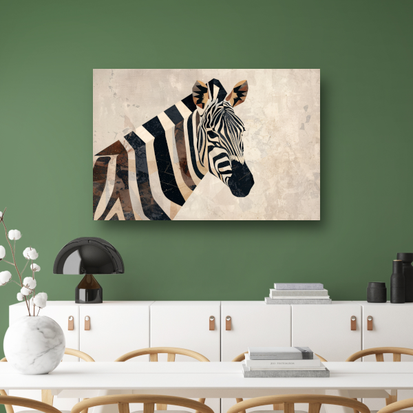 Zebra Kop Geometrische Vormen Monochroom Ontwerp canvas