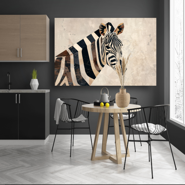 Zebra Kop Geometrische Vormen Monochroom Ontwerp canvas