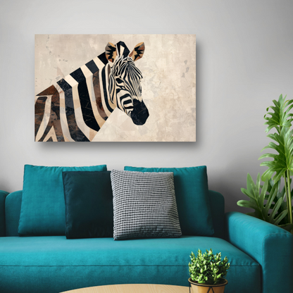 Zebra Kop Geometrische Vormen Monochroom Ontwerp canvas