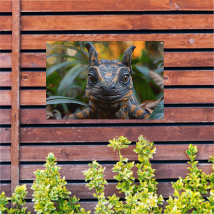 Realistisch reptiel portret met kleurrijke details tuinposter