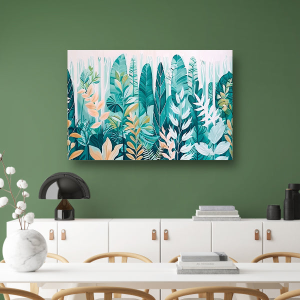 Abstracte kunst van planten en bladeren canvas