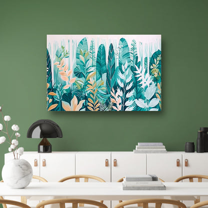 Abstracte kunst van planten en bladeren canvas