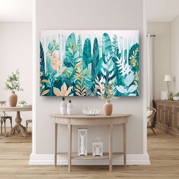 Abstracte kunst van planten en bladeren canvas