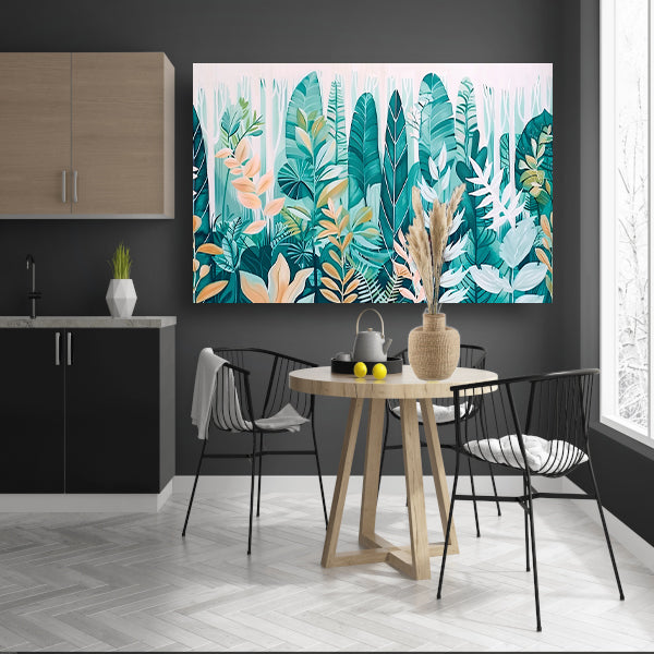 Abstracte kunst van planten en bladeren canvas