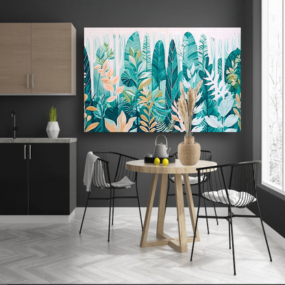 Abstracte kunst van planten en bladeren canvas