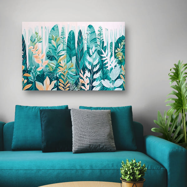 Abstracte kunst van planten en bladeren canvas