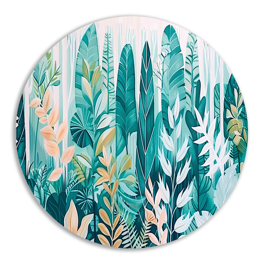 Abstracte kunst van planten en bladeren aluminium muurcirkel