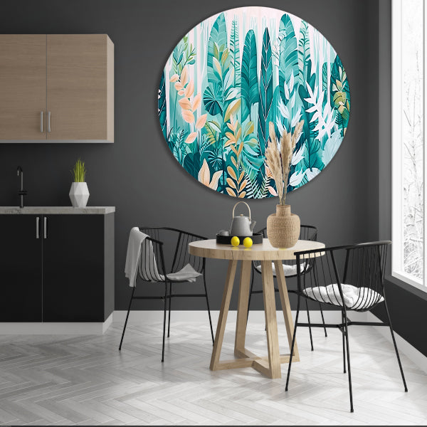 Abstracte kunst van planten en bladeren aluminium muurcirkel