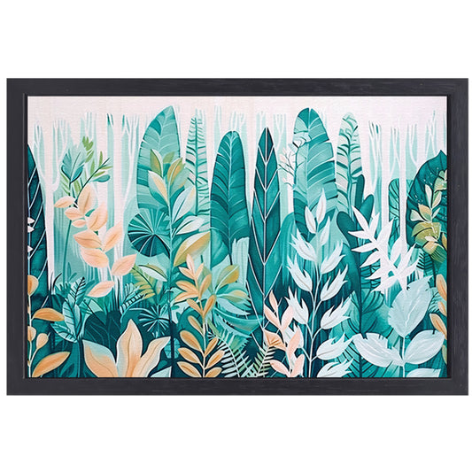 Abstracte kunst van planten en bladeren canvas met baklijst