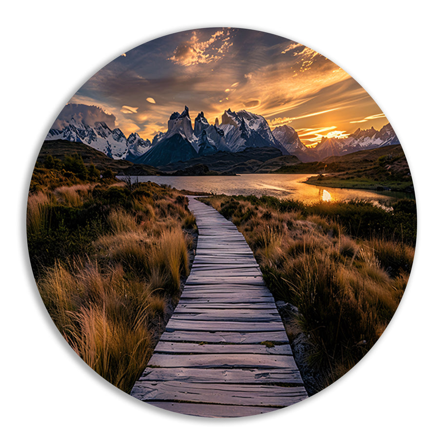 Adembenemende zonsondergang over Patagonië landschap forex muurcirkel