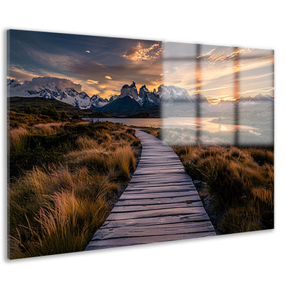 Adembenemende zonsondergang over Patagonië landschap acrylglas