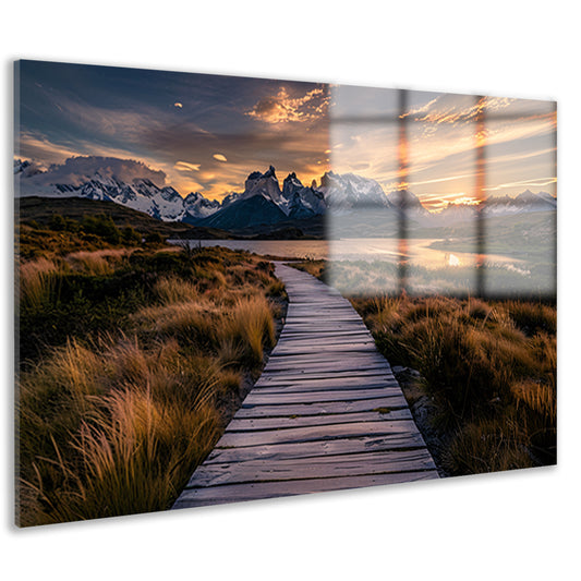 Adembenemende zonsondergang over Patagonië landschap acrylglas