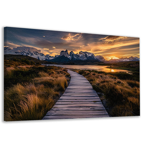 Adembenemende zonsondergang over Patagonië landschap canvas