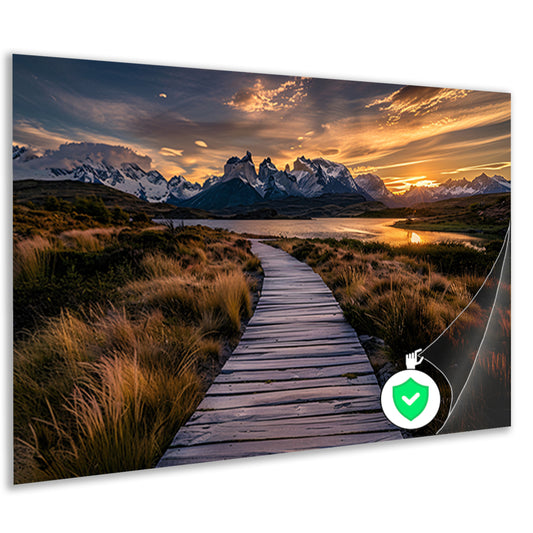 Adembenemende zonsondergang over Patagonië landschap poster