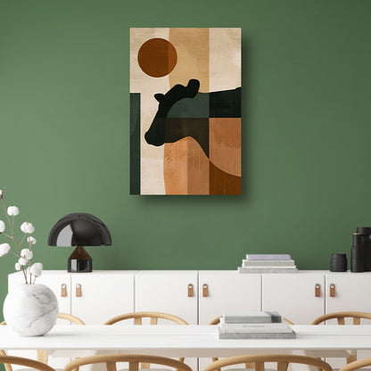 Gestileerde abstracte afbeelding van paard en zon poster