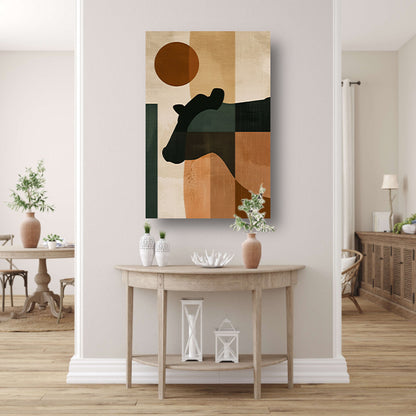 Gestileerde abstracte afbeelding van paard en zon poster