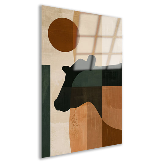 Gestileerde abstracte afbeelding van paard en zon acrylglas