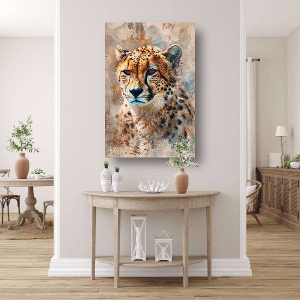 Digitale kunst van cheetah met abstracte achtergrond canvas