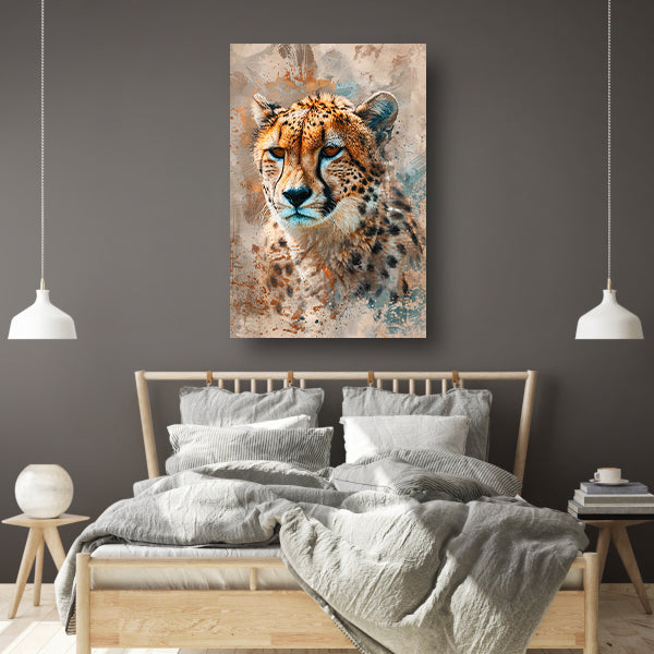 Digitale kunst van cheetah met abstracte achtergrond canvas