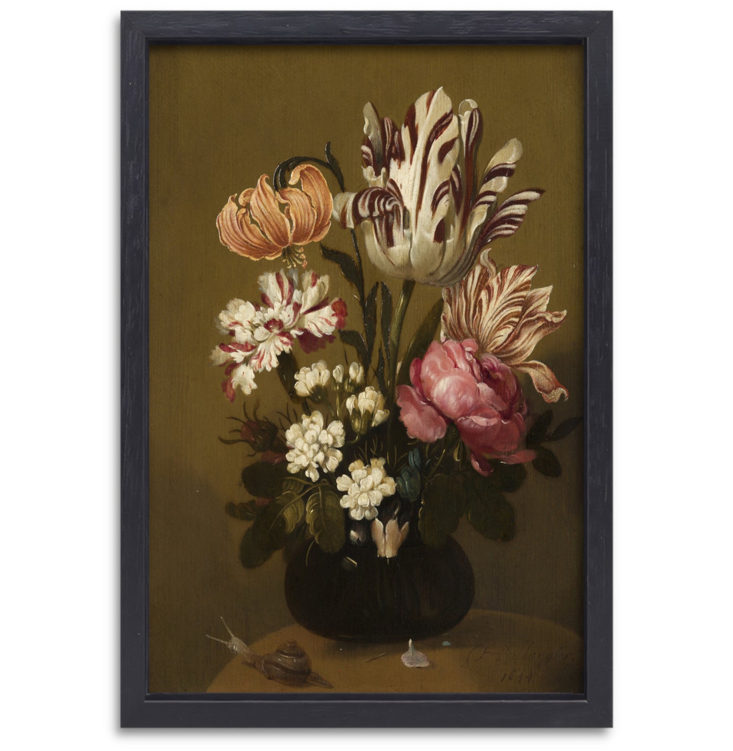 Bloemstuk - Hans Bollongier canvas met baklijst