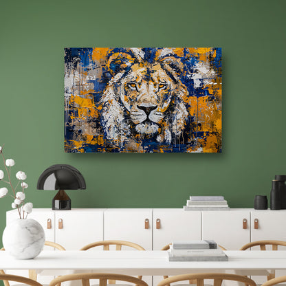 Abstract schilderij van een kleurrijke leeuw canvas